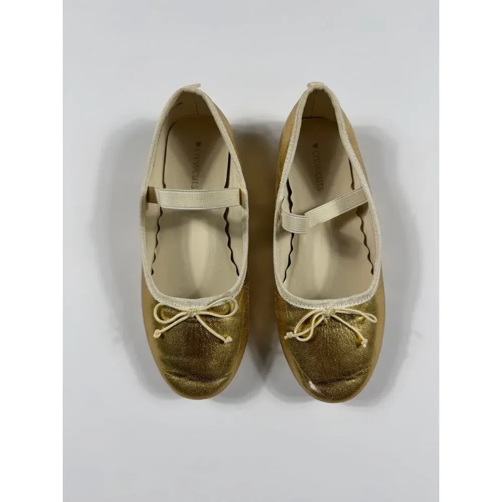 Crewcuts J.Crew Girls Strappy Ballet Flats Metallic Gold Mary Jane Size 2